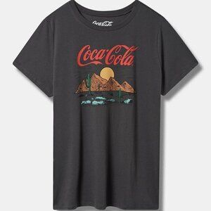 Torrid - Coca Cola Classic Fit Cotton Crew Tee in Vintage Black​​​​​​​​​​